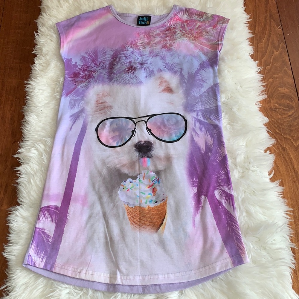 Jelli Fish. Puppy with glasses / cone shift dress / nightgown. Size L-G 10-12